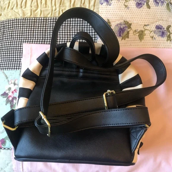 Betsey Johnson Black and White Heart Embellished Backpack - Picture 4 of 12
